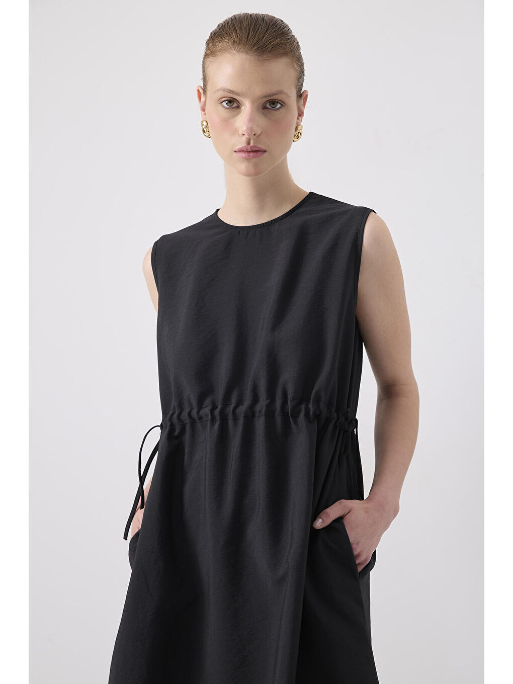 Siyah Ceketli Kupra Elbise-4