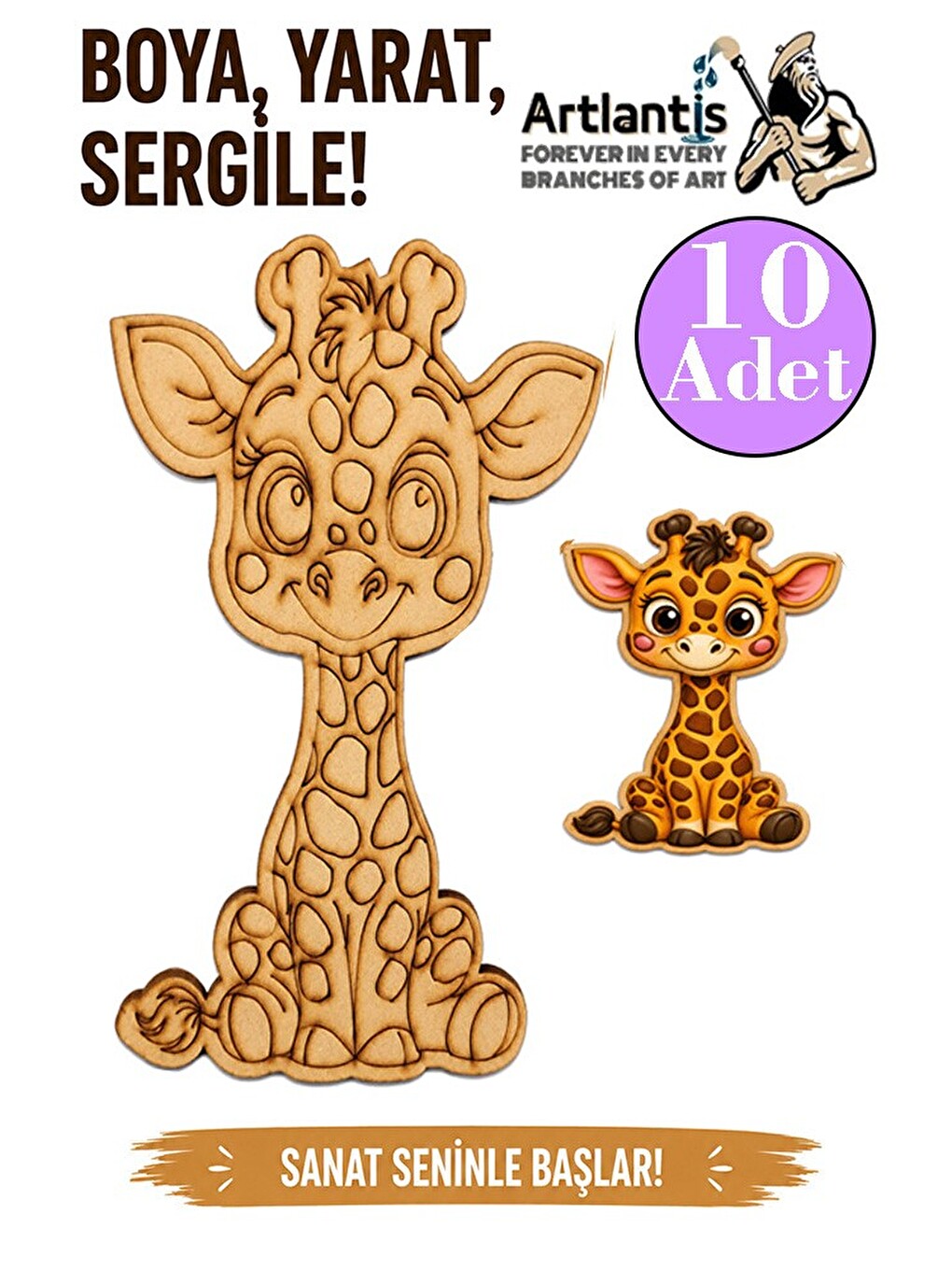 Ahşap Boyama Hayvanlar 10 Adet 10x15 Set2 Hayvan Boyama Figürü Etkinlik Çocuk Gelişim Motor Beceri A