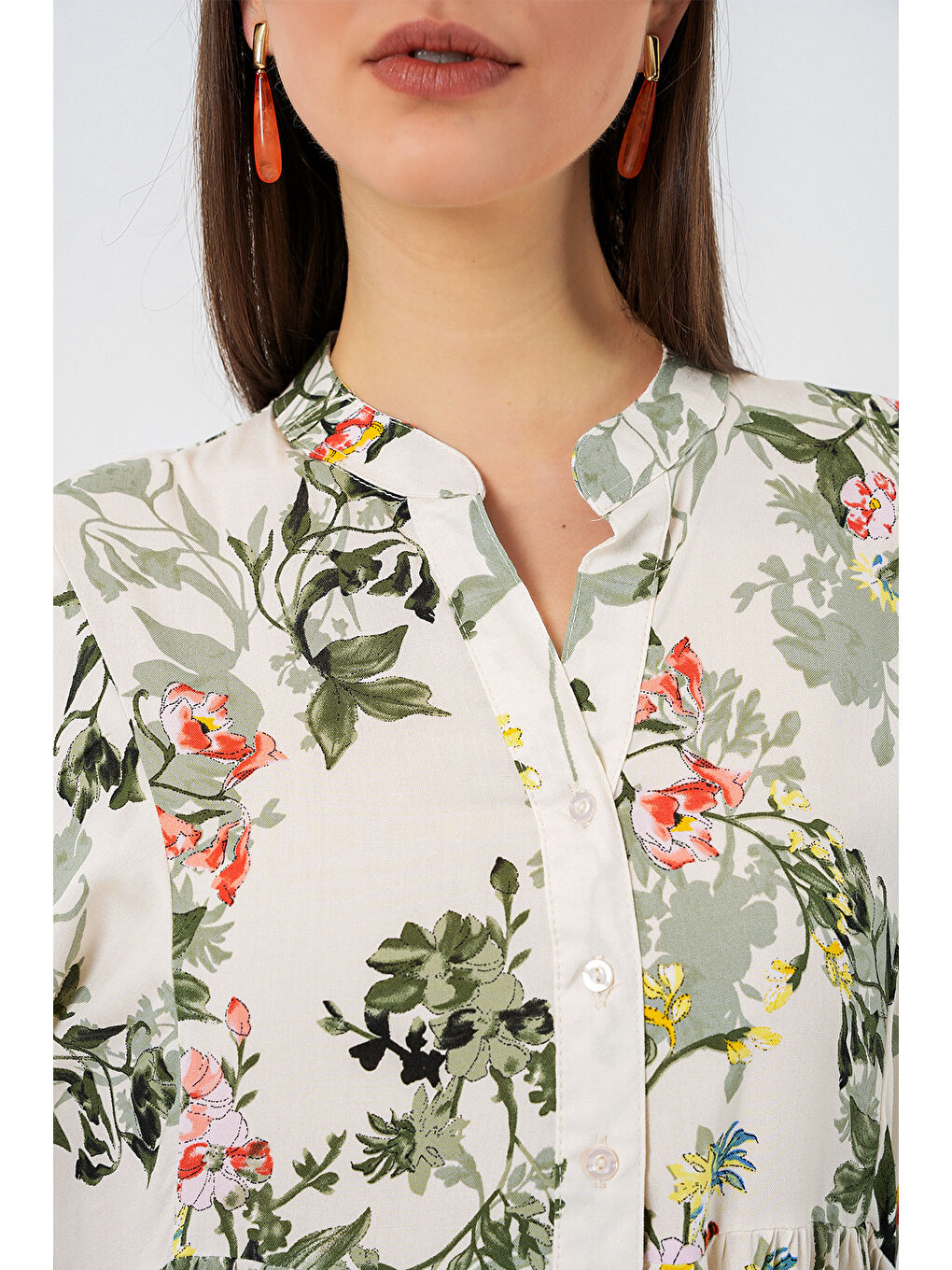 Yeşil Kadın Desenli Uzun Tesettür Elbise 2585 - C. Çağla-3