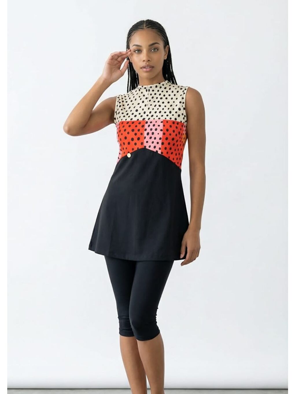 Karışık Taytlı Mayo - Kırmızı Pembe Puantiye-3