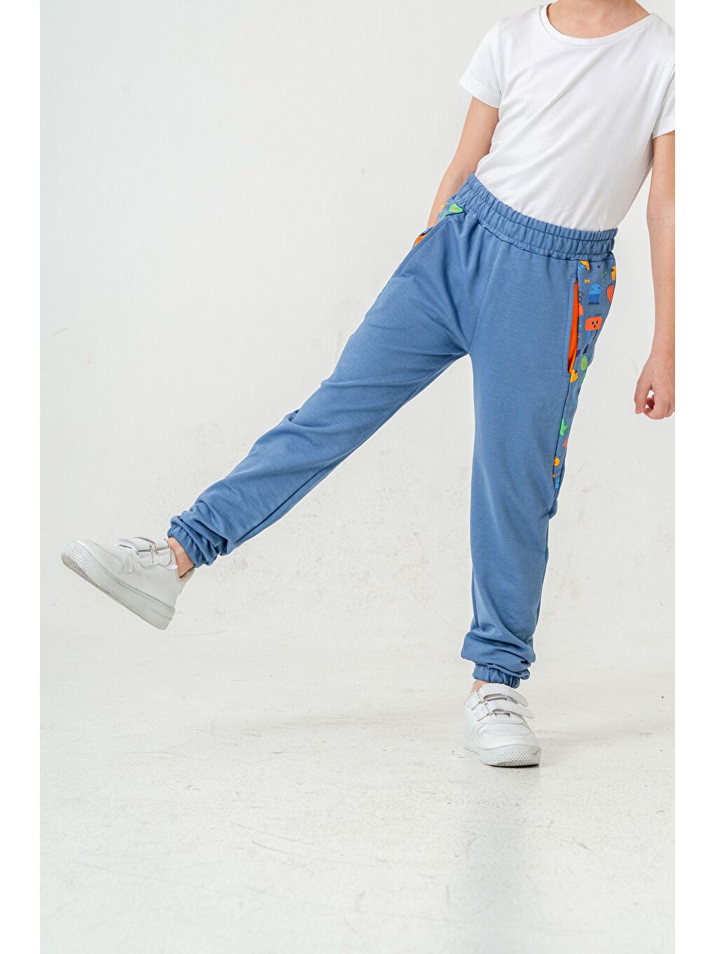 Petrol Baskı Detaylı Basic Erkek Çocuk Eşofman Alt-4