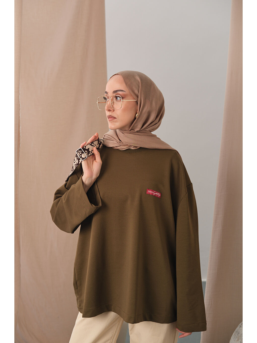 Kadın Arma Detay Tunik Haki Yeşil-1