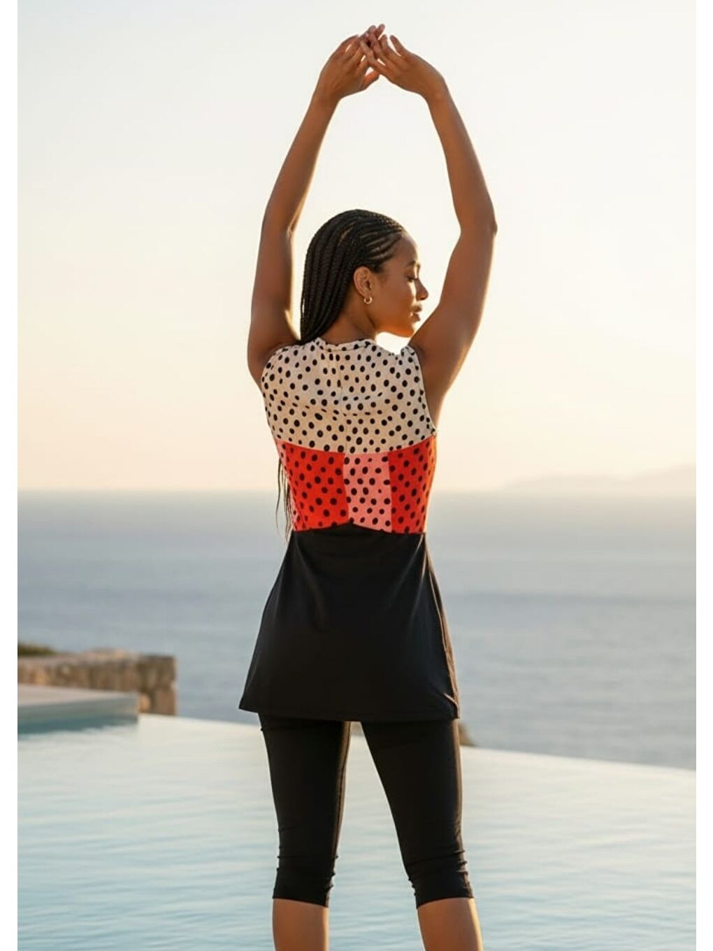 Karışık Taytlı Mayo - Kırmızı Pembe Puantiye-4