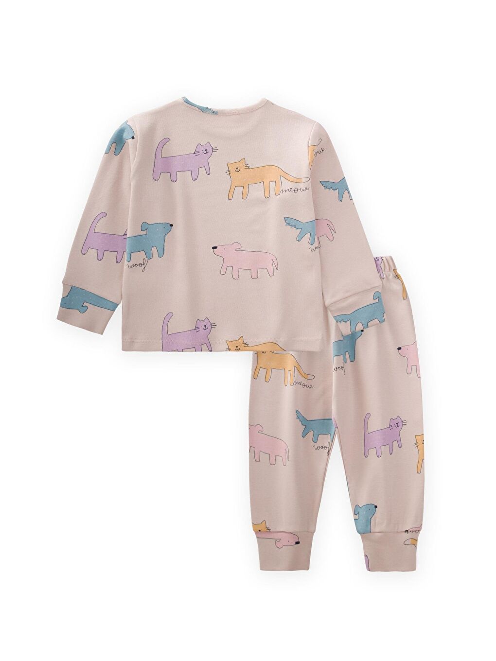 Bej Desenli Mevsimlik Pijama Takım 1-7 Yaş Sand-1