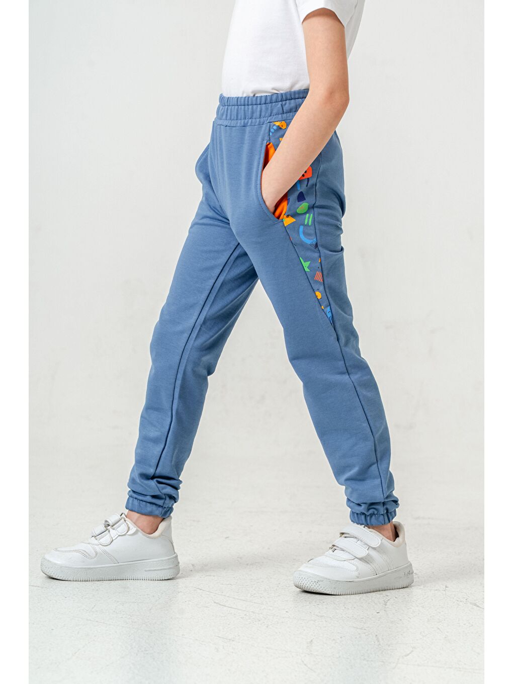 Petrol Baskı Detaylı Basic Erkek Çocuk Eşofman Alt-6