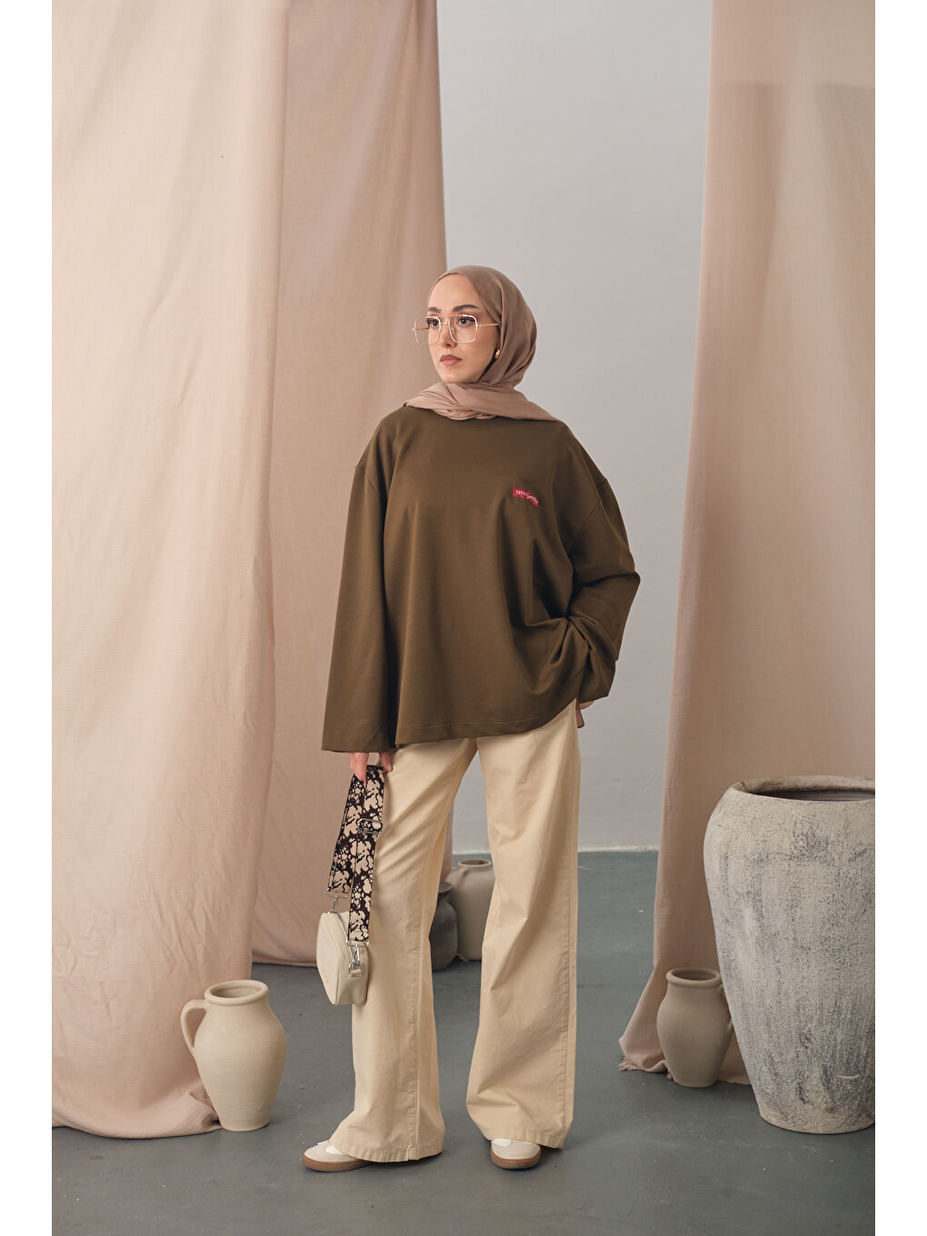 Kadın Arma Detay Tunik Haki Yeşil-2
