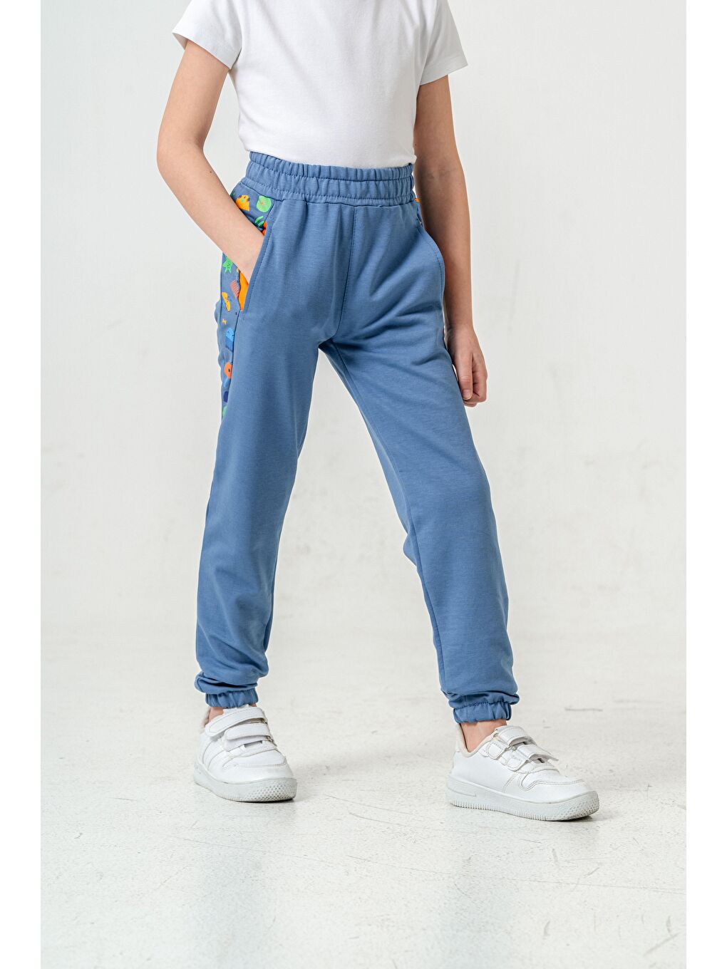 Petrol Baskı Detaylı Basic Erkek Çocuk Eşofman Alt-7