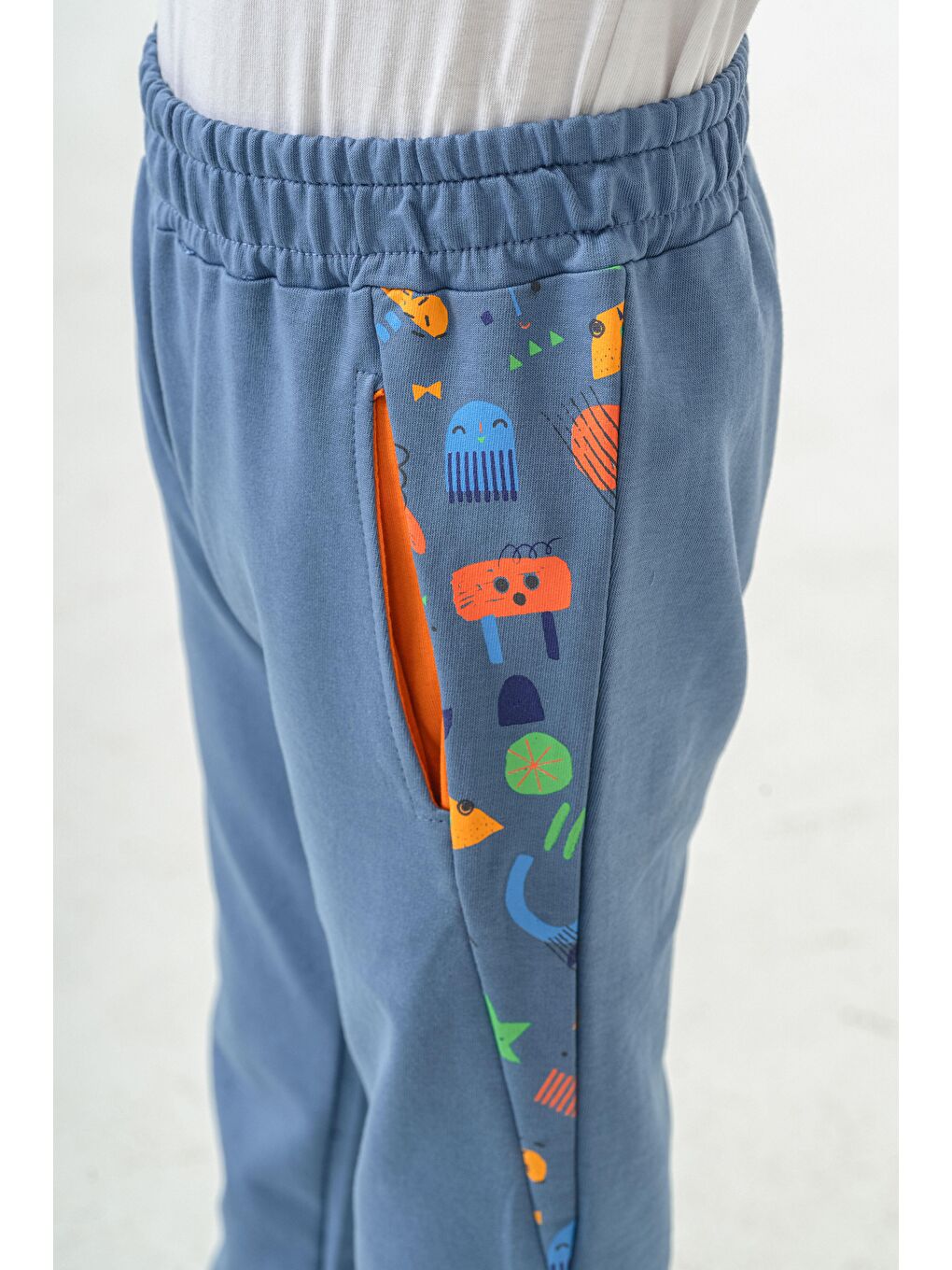 Petrol Baskı Detaylı Basic Erkek Çocuk Eşofman Alt-8