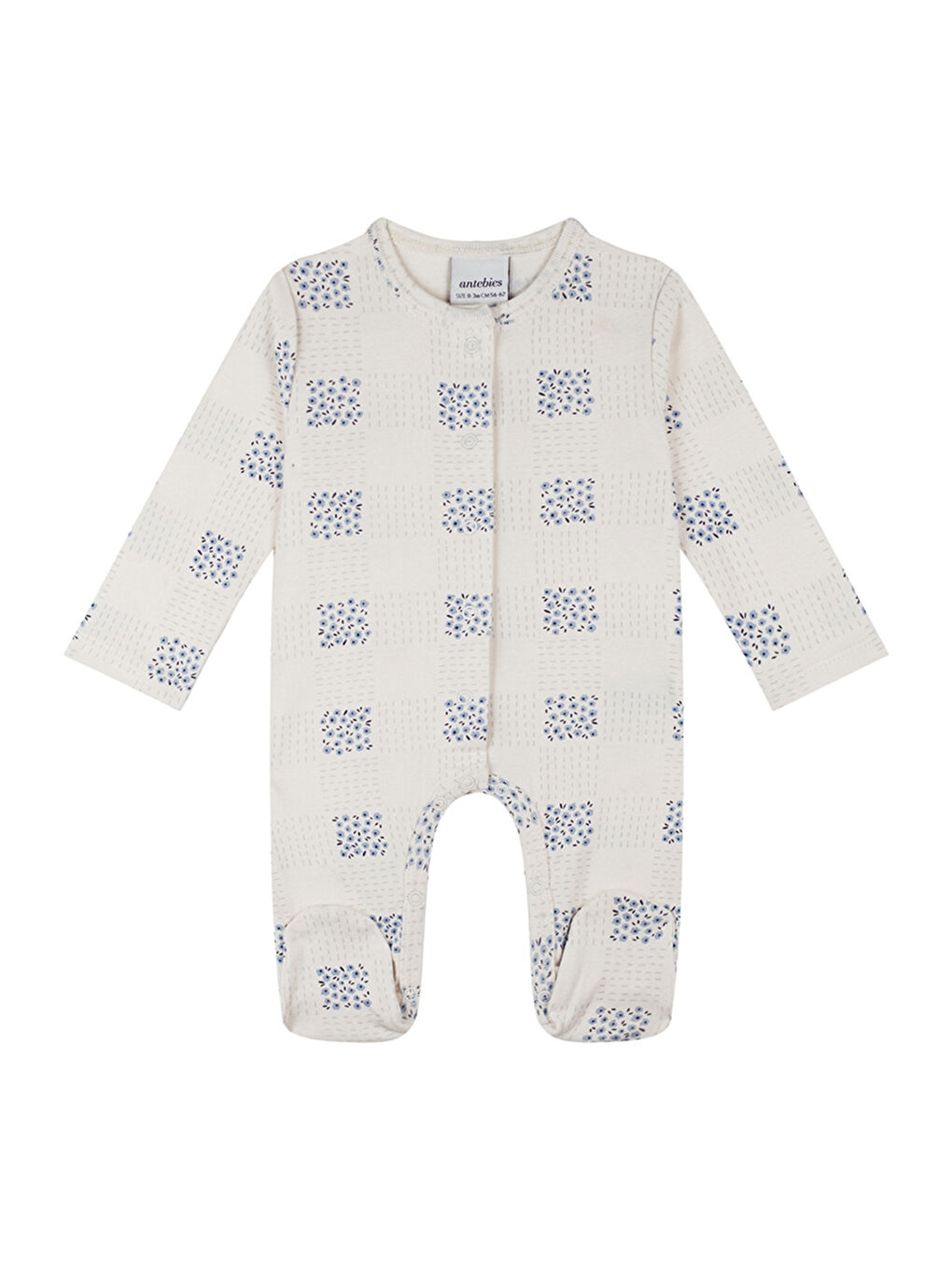 Organik Bej Ekose Uzun Kollu Kız Bebek Patikli Tulum-0