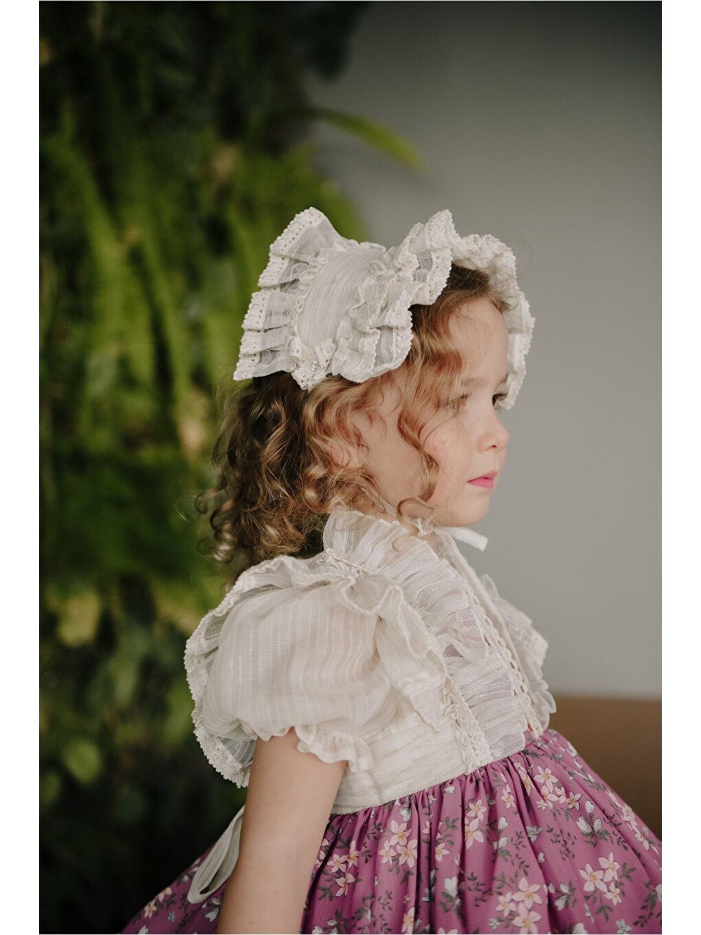 Pembe Özel Tasarım Kız Çocuk Vintage Elbise, Saç Aksesuarlı Kız Çocuk Abiye_m2314-2