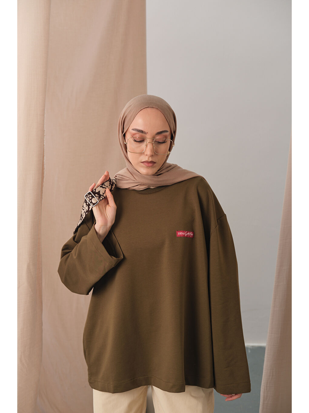 Kadın Arma Detay Tunik Haki Yeşil-3