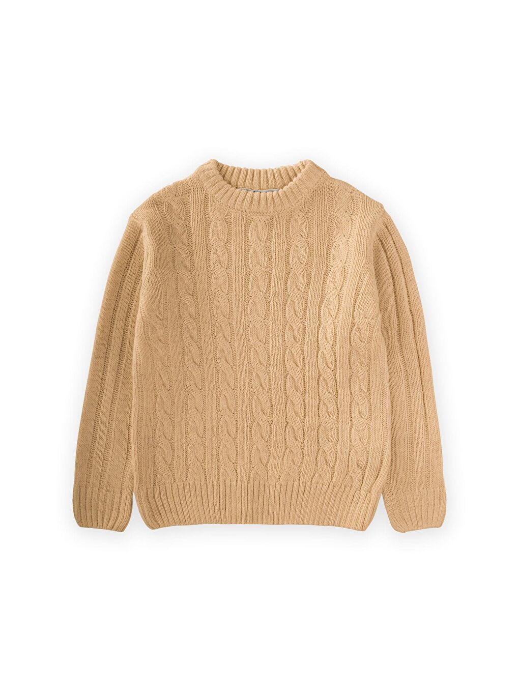 Saç Örgülü Kazak 1-8 Yaş Hardal Sarı