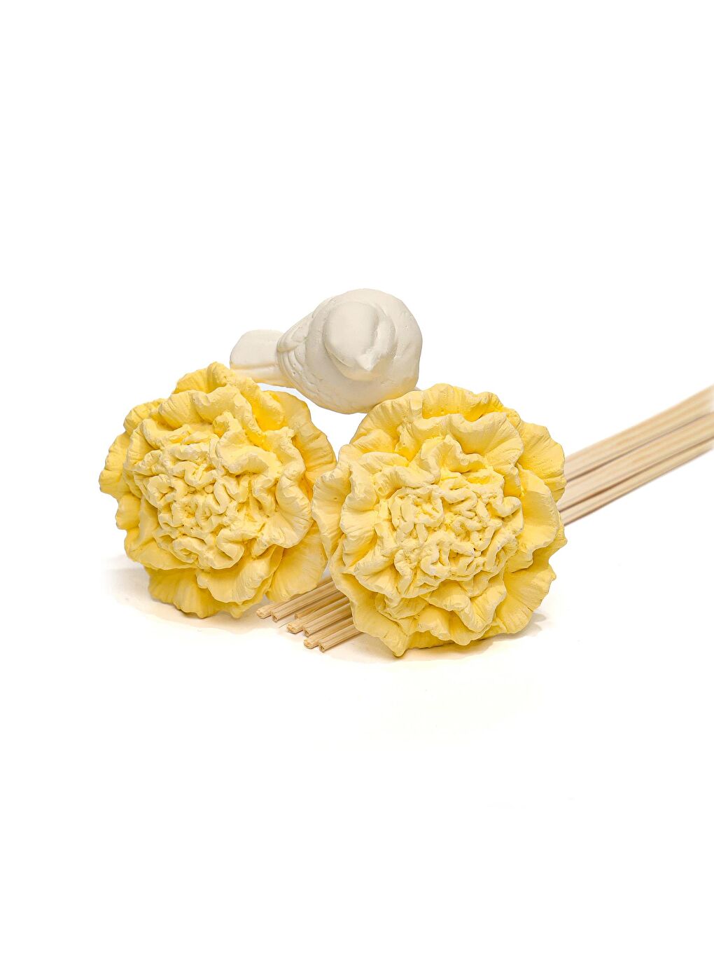 Bloom & Breeze Serisi- Sarı Seramik Taşlı Doğal Bambu Kamış Seti