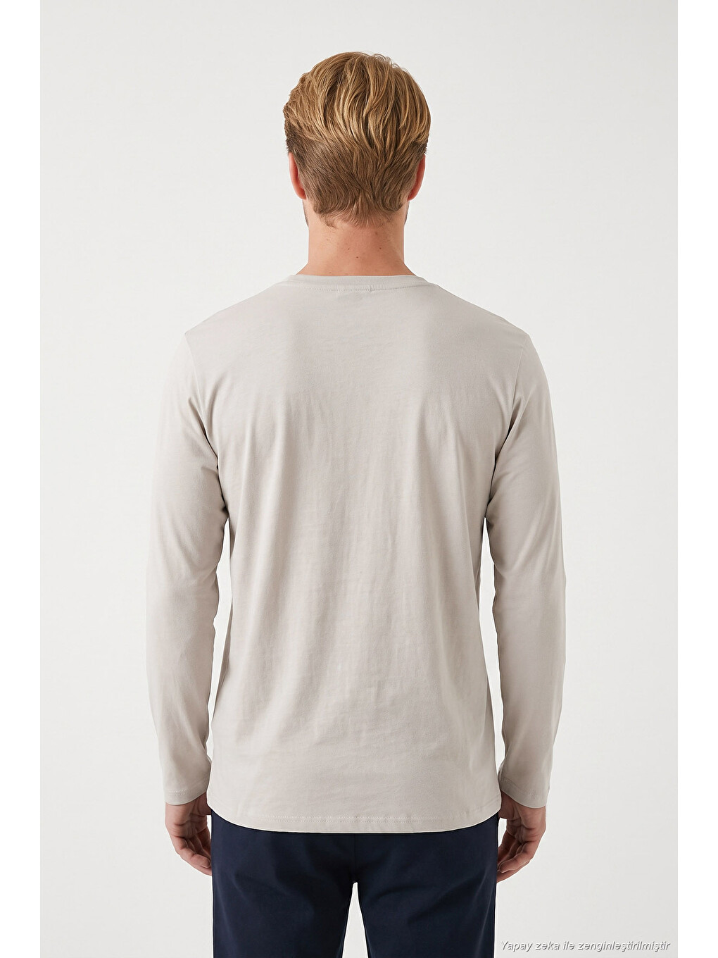 Bej Pamuklu Bisiklet Yaka Basic Sweat 59050742-6