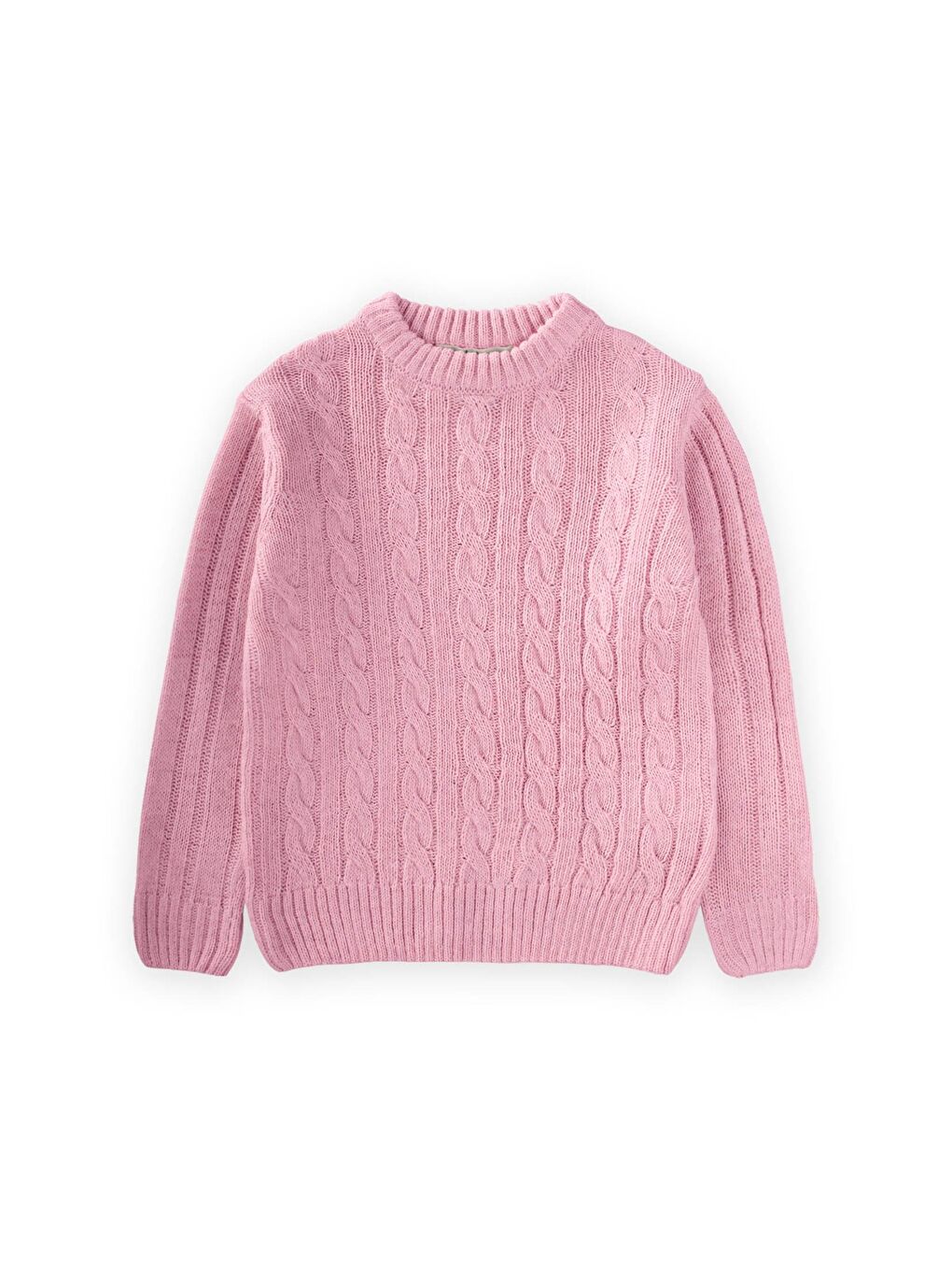 Saç Örgülü Kazak 1-8 Yaş Pudra Pembe