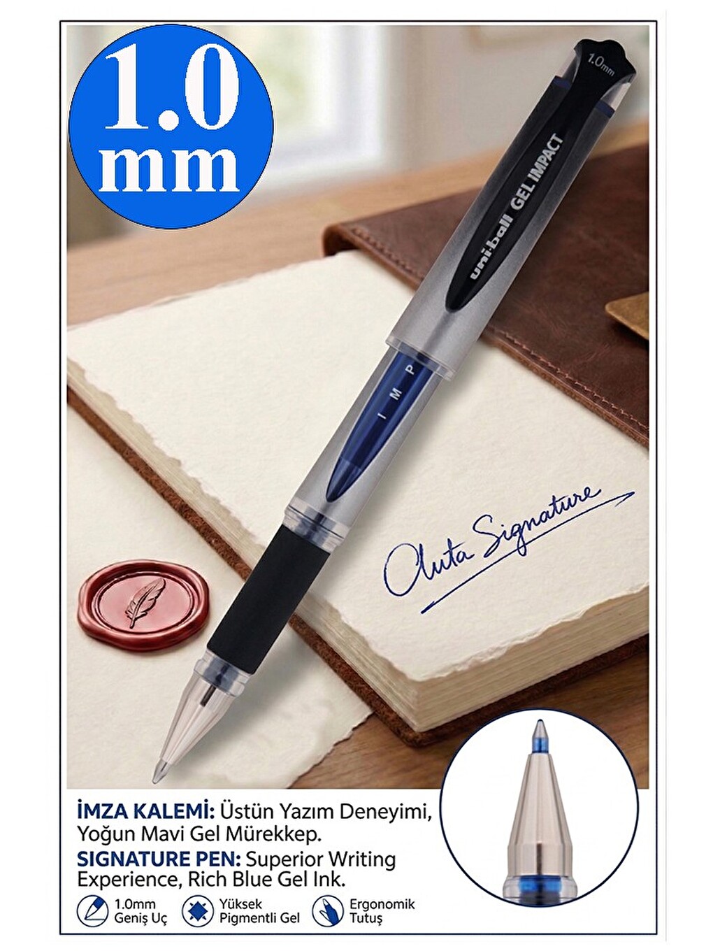 İmza Kalemi 1 Adet Uniball Gel İmpact 1.0 Mm Roller Pilot Kalem Um-153s Roller Uçlu Likit Mürekkepli