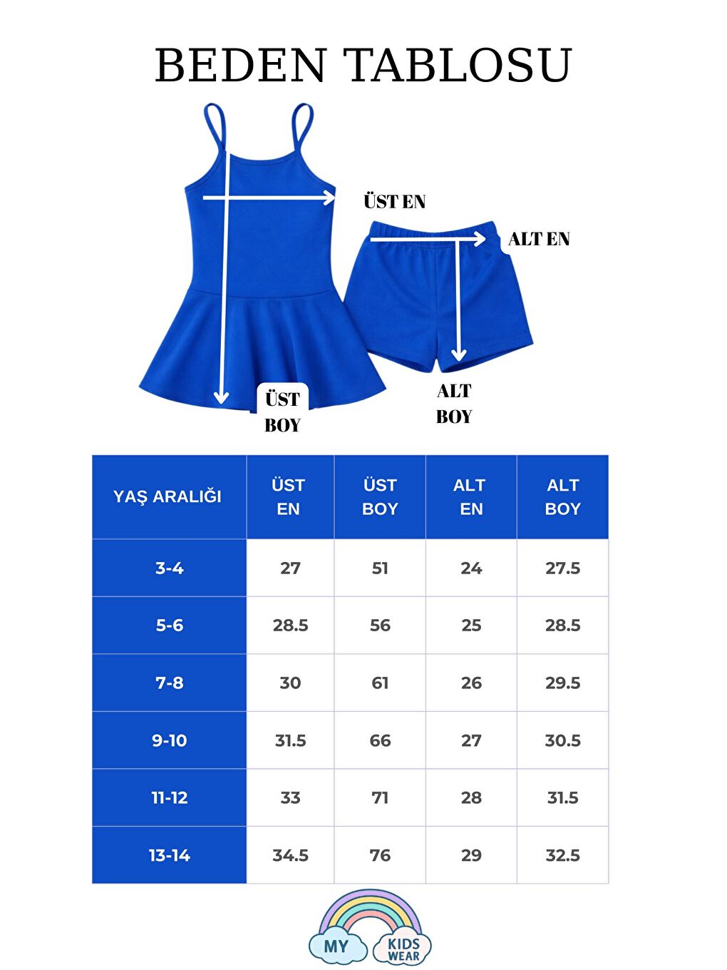 Mavi Kız Çocuk Garson Mayo Elbiseli Şortlu 2’li Takım 12421-1