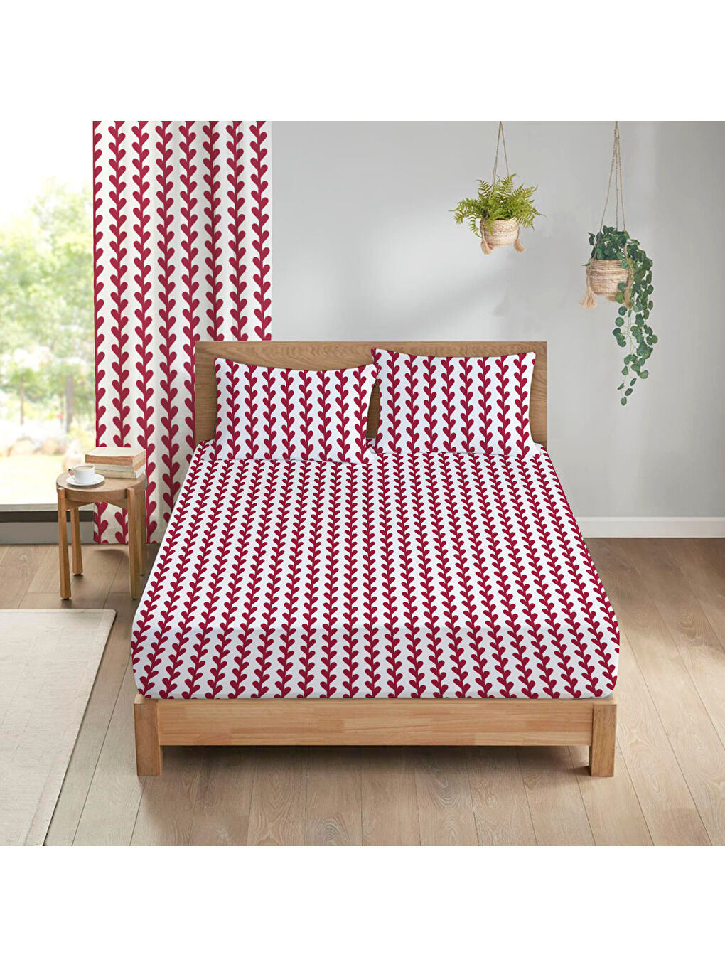 Karışık Kalp Desenli Baskılı Çift Kişilik 180x200 Cm Çarşaf Takımı