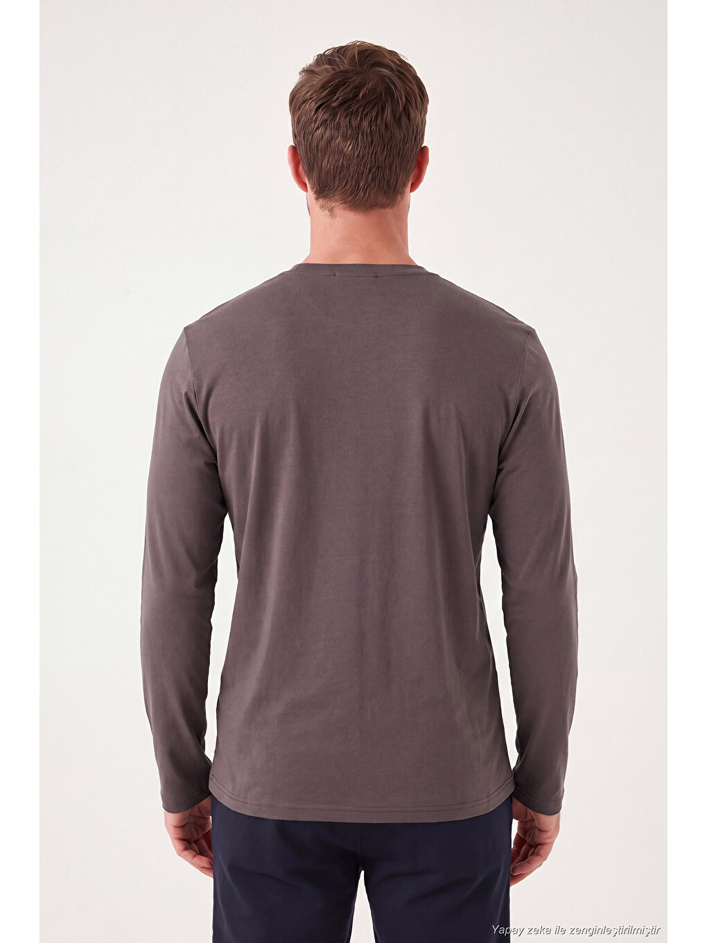 Kahverengi Pamuklu Bisiklet Yaka Basic Sweat 59050742-6