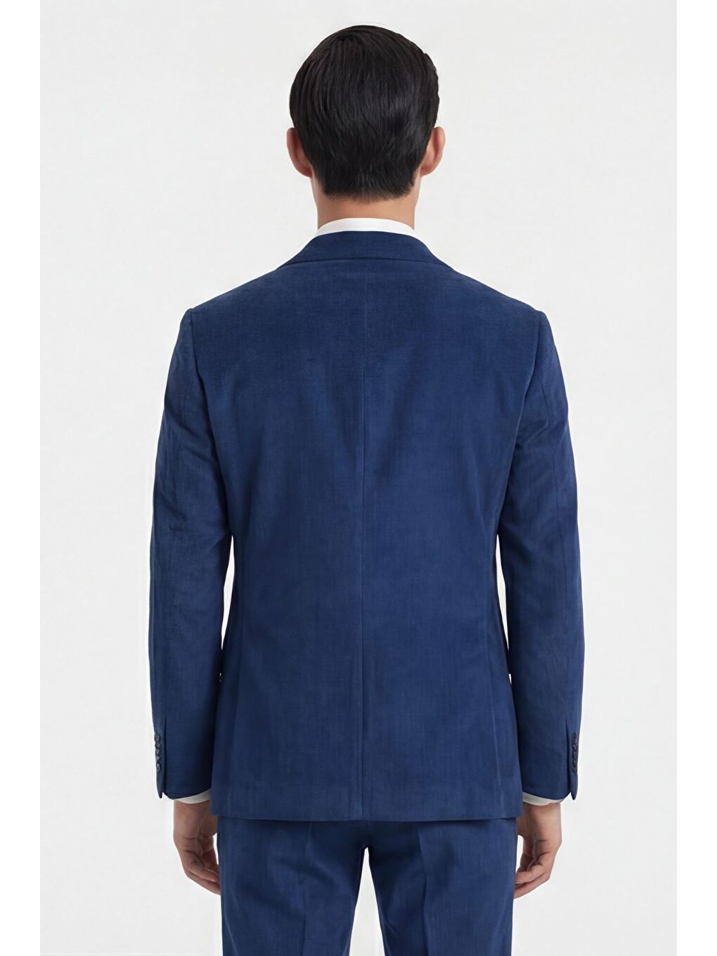 Giotelli Erkek Açık Lacivert %100 Kadife Düz Kruvaze Yaka Fleto Cep 6 Drop Takım Elbise-4