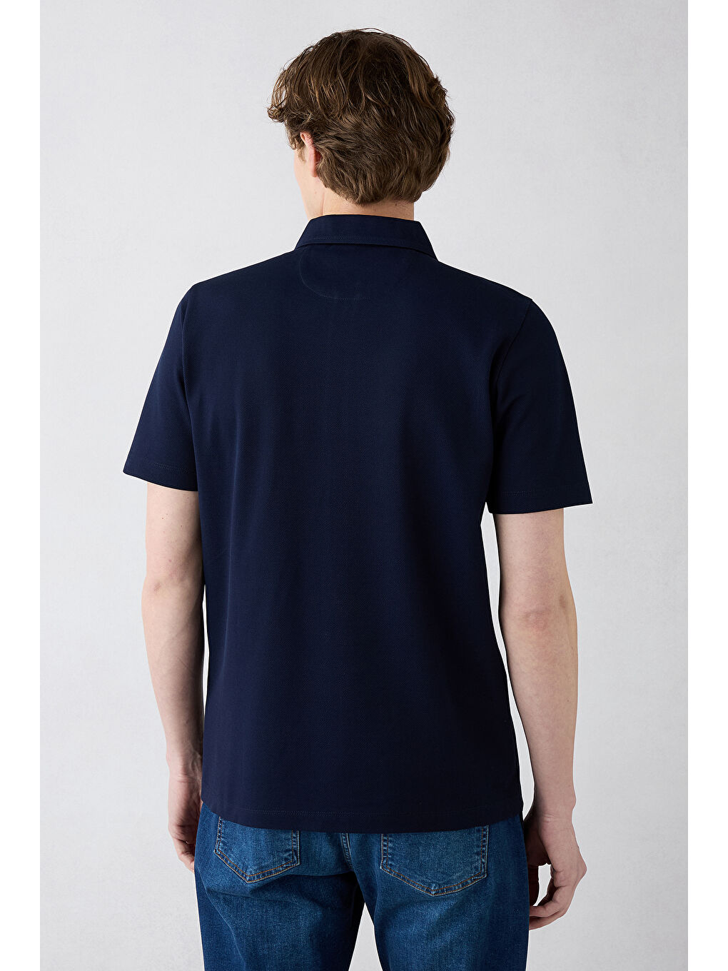 Lacivert Regular Fit Pamuk Fermuarlı Polo Yaka Tişört-4