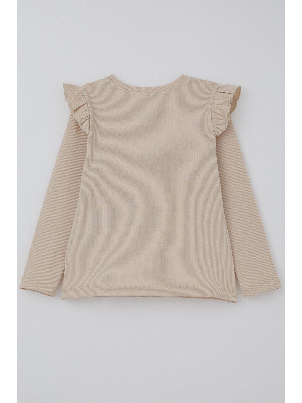 Kız Çocuk Uzun Kollu Tişört Arma Detaylı Bej (2-6 Yaş)-1