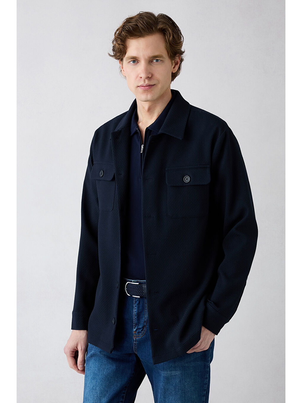 Lacivert Regular Fit Pamuk Fermuarlı Polo Yaka Tişört-5