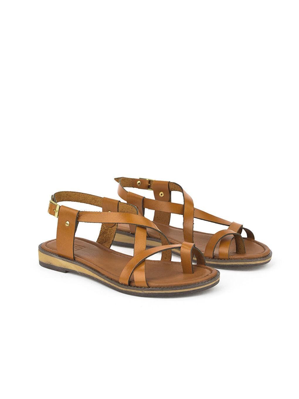 Kahverengi Kadın Hakiki Deri Sandalet 1511010Z401 Taba-1