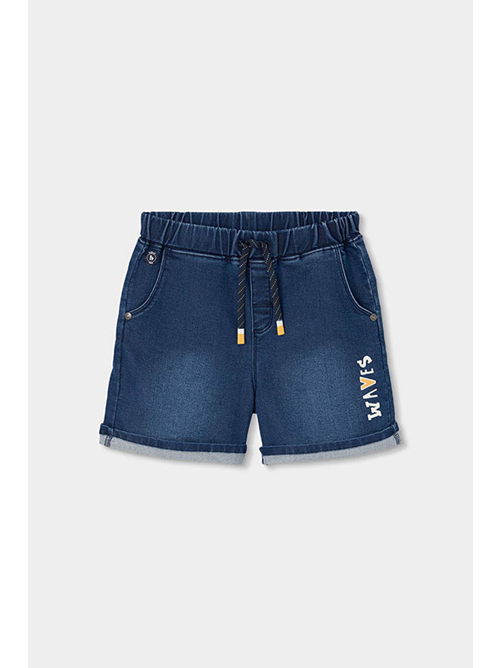 Waves Desenli Denim Şort 2-6 Yaş Mavi