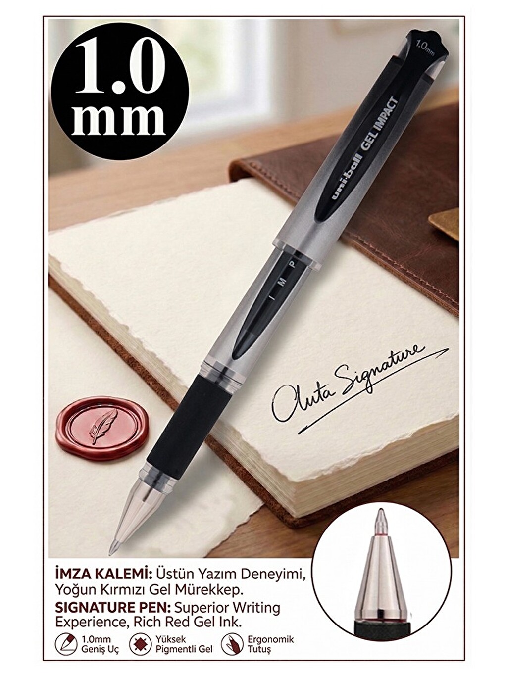İmza Kalemi 1 Adet Uniball Gel İmpact 1.0 Mm Roller Pilot Kalem Um-153s Roller Uçlu Likit Mürekkepli