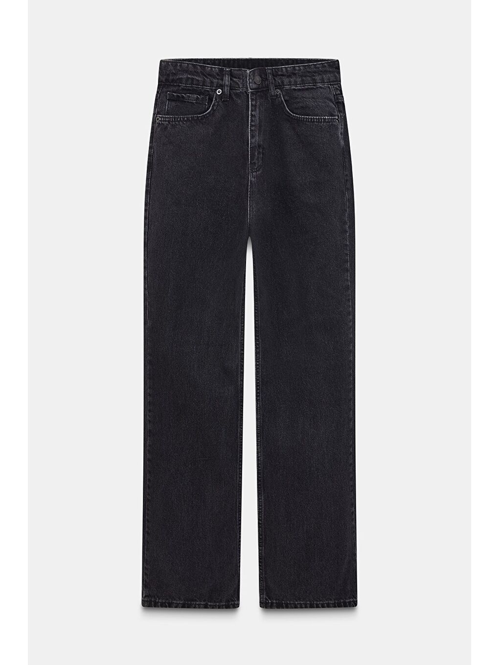 Antrasit Kadın Yüksek Bel Mary Vintage Straight Fit Jean Pantolon