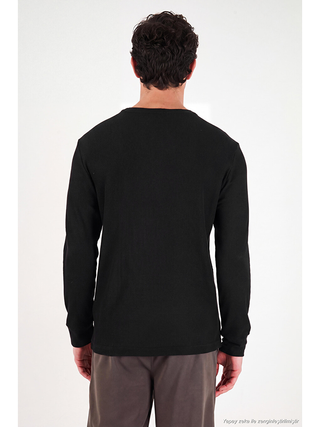 Siyah Pamuklu Regular Fit Düğmeli Bisiklet Yaka Sweat 5905852-6