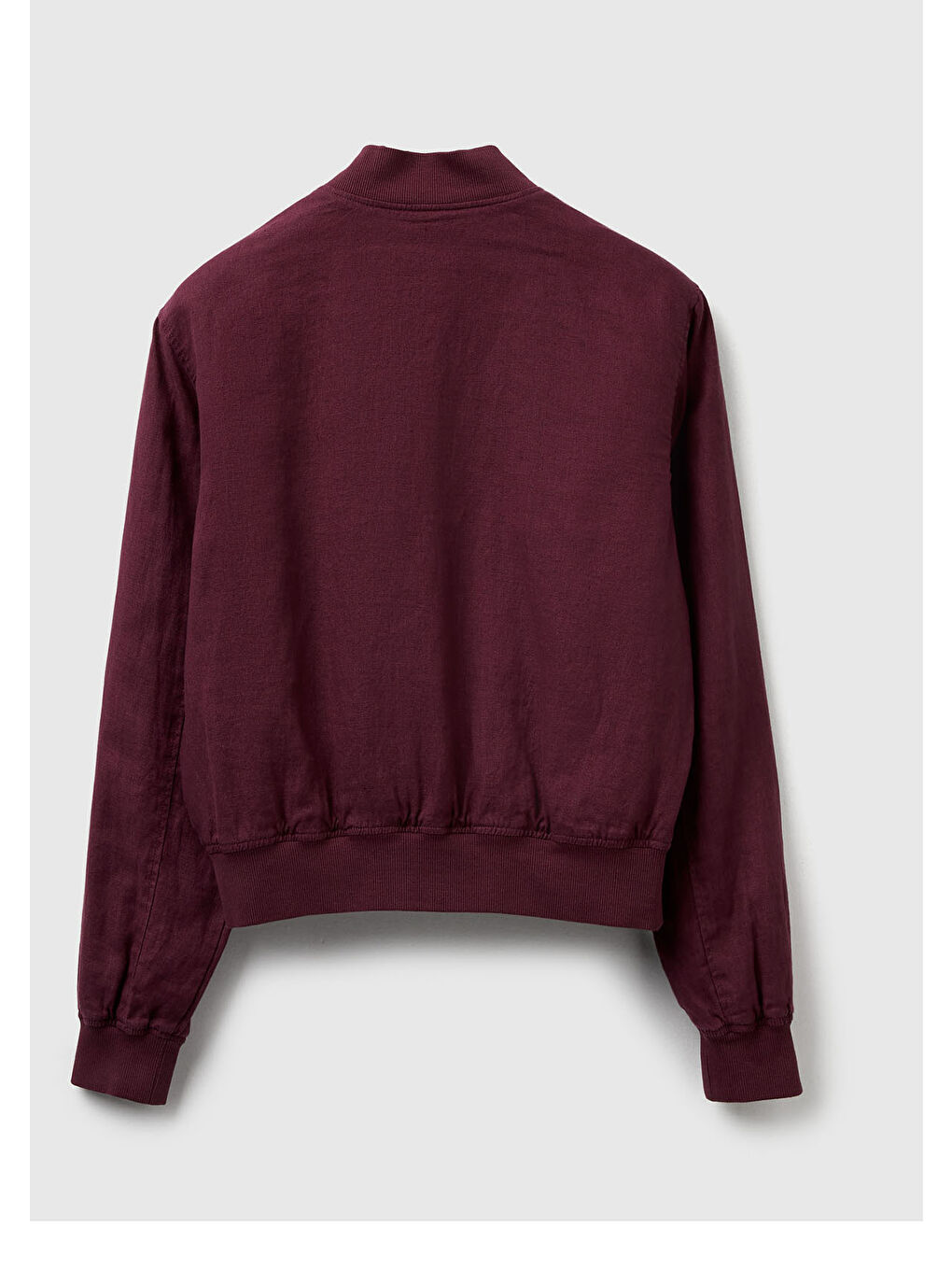 Kadın Mürdüm %100 Keten Bomber Ceket-1