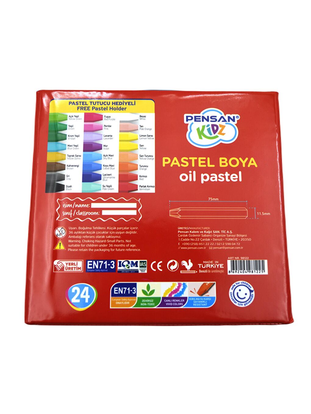 Pensan Kidz Çantalı Pastel Boya 24 Renk - 1