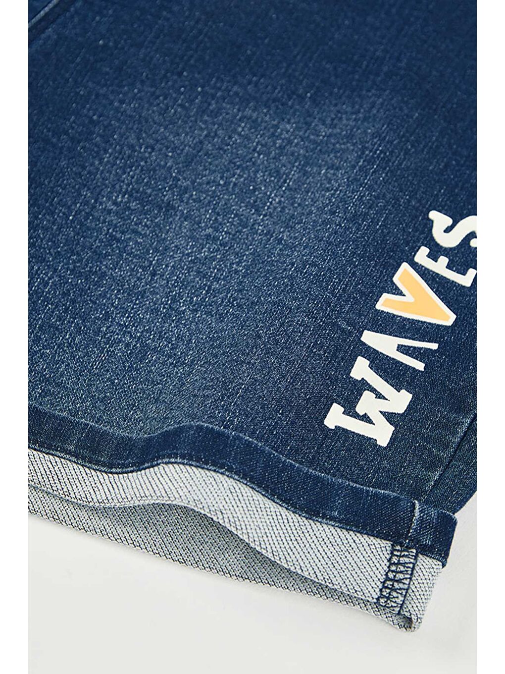 Waves Desenli Denim Şort 2-6 Yaş Mavi-3