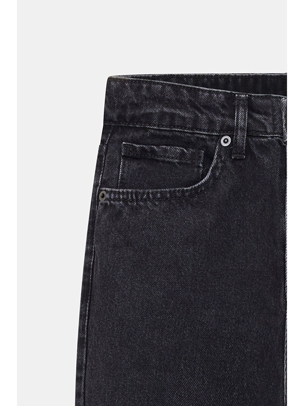 Antrasit Kadın Yüksek Bel Mary Vintage Straight Fit Jean Pantolon-1