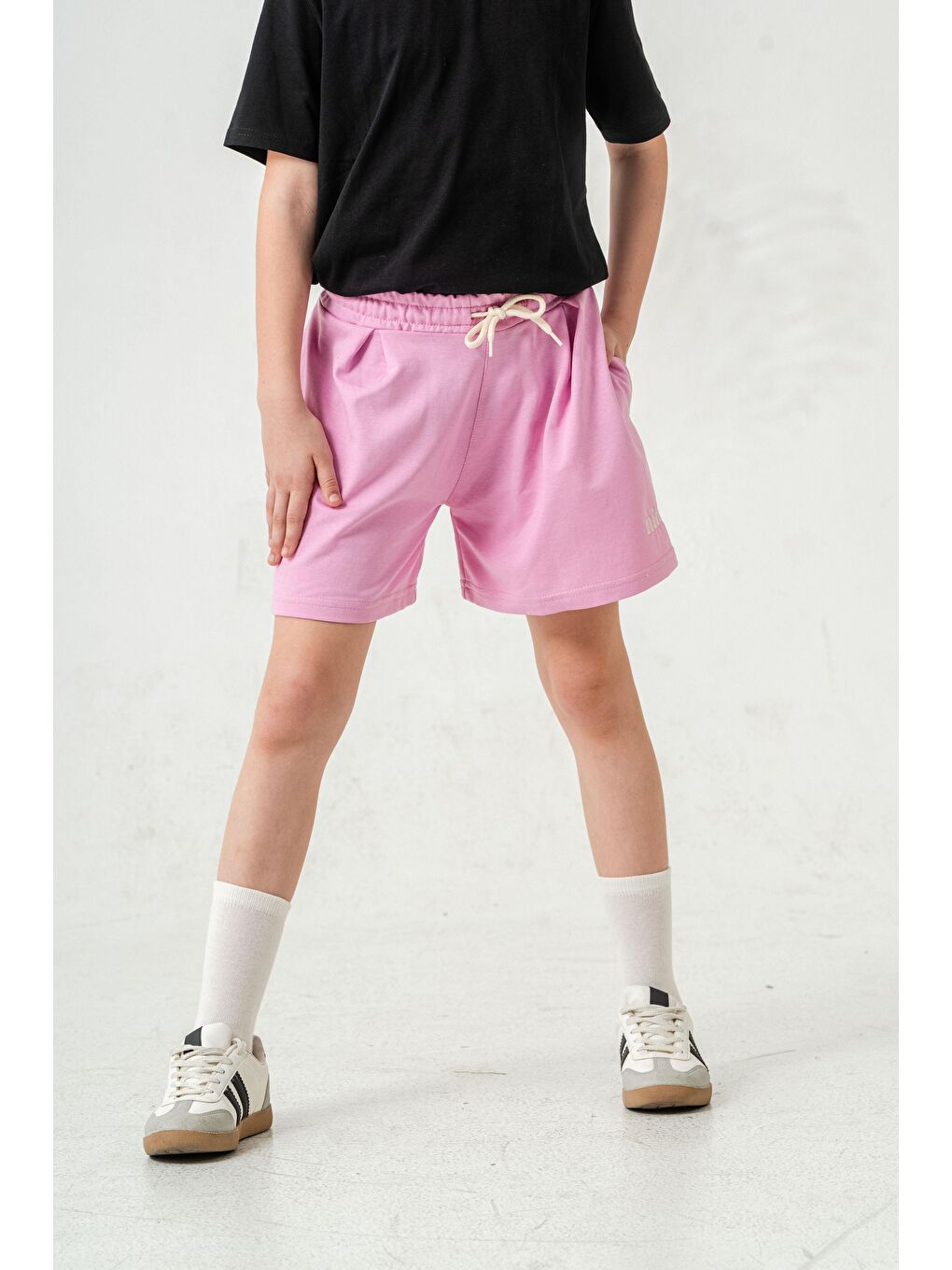 Pembe Nice Nakışlı Kız Çocuk Şort-5