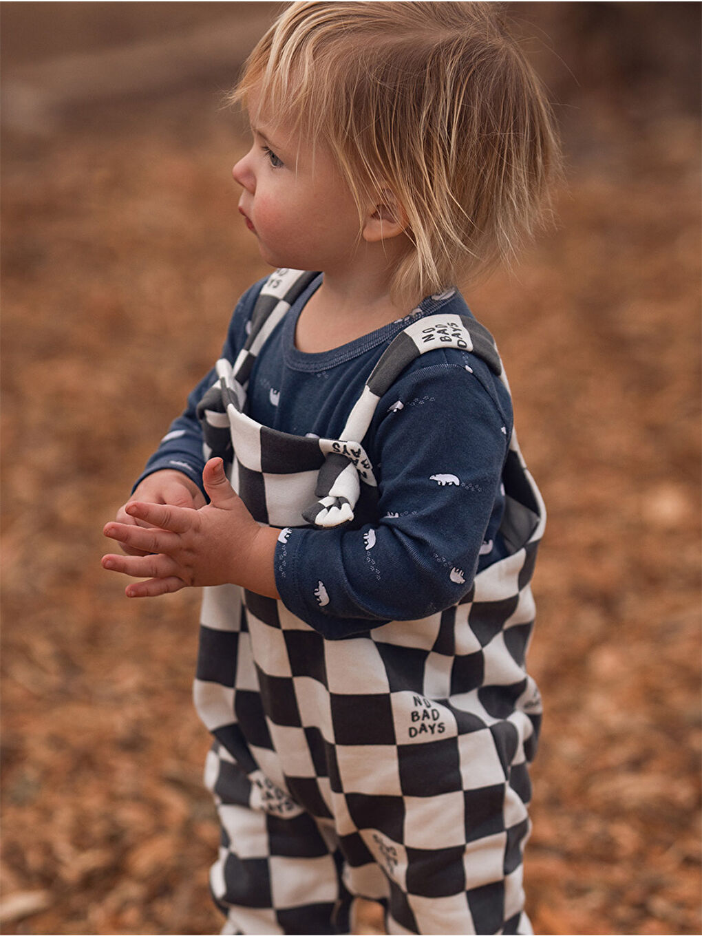 Organik Gri Beyaz Askılı Polarlı Erkek Bebek Salopet