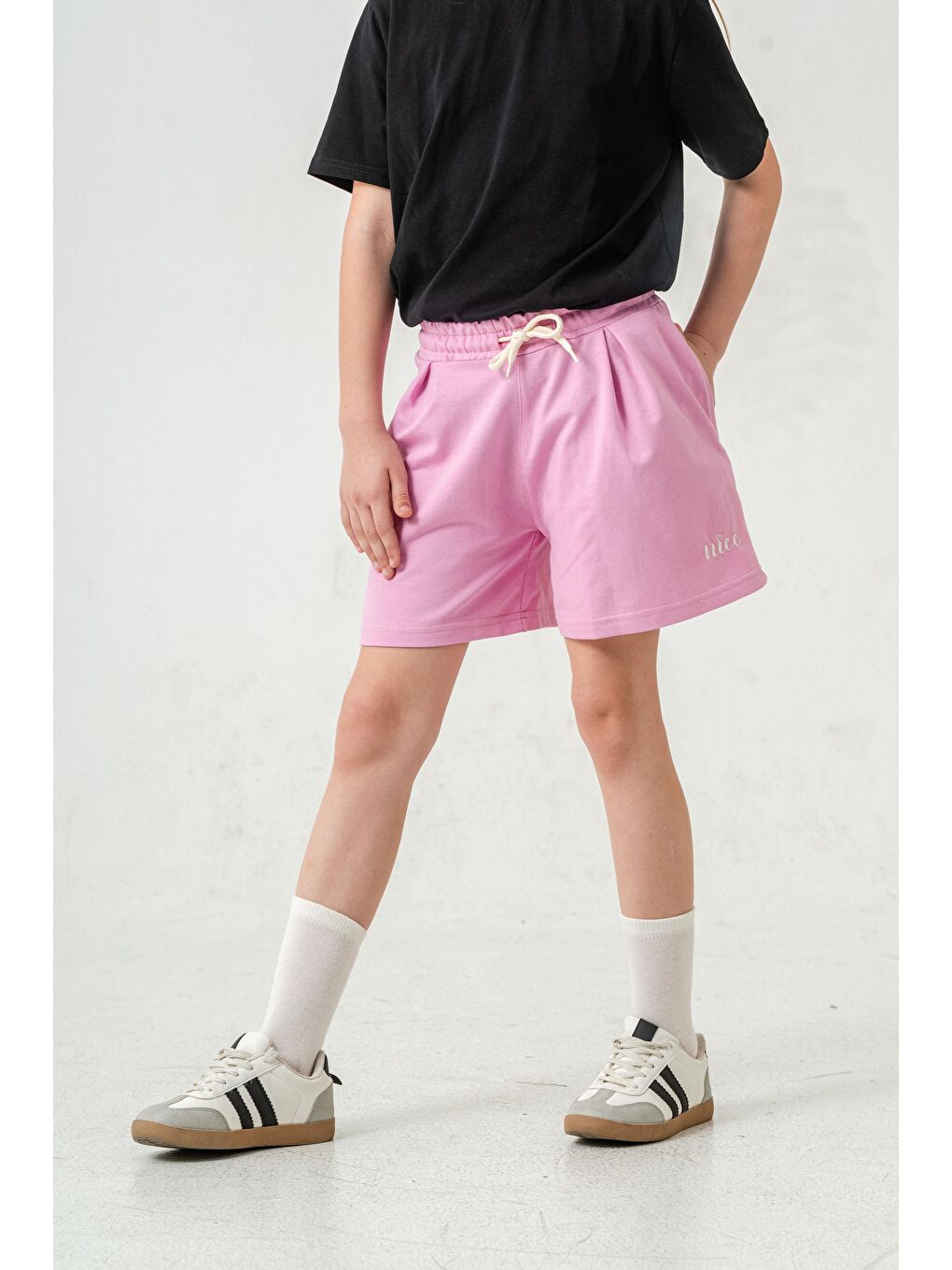 Pembe Nice Nakışlı Kız Çocuk Şort-6