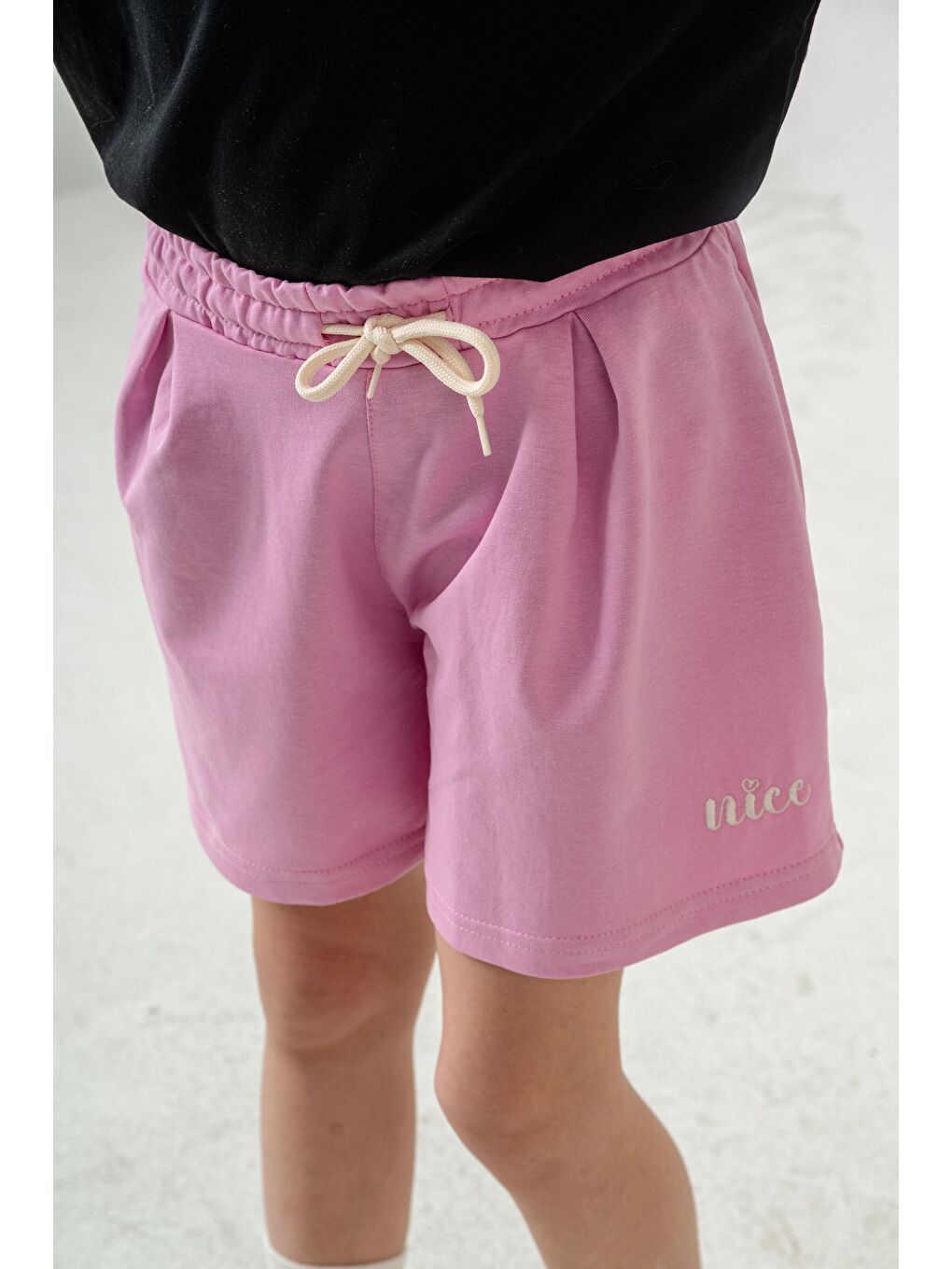 Pembe Nice Nakışlı Kız Çocuk Şort-10