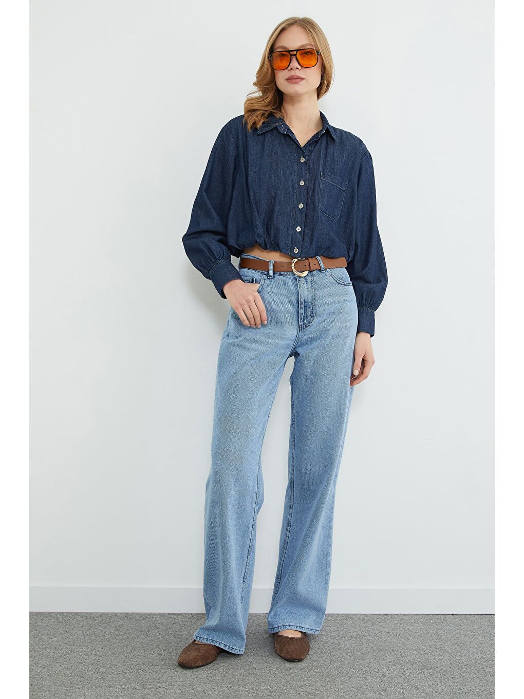 Mavi Beli Kemerli Palazzo Jean