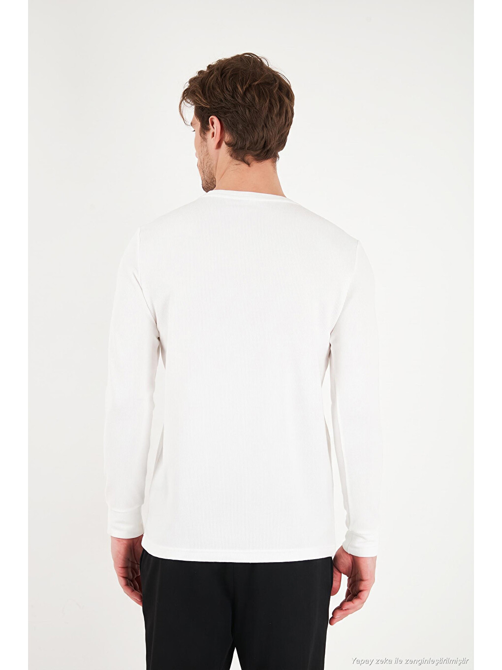 Ekru Pamuklu Regular Fit Düğmeli Bisiklet Yaka Sweat 5905852-6