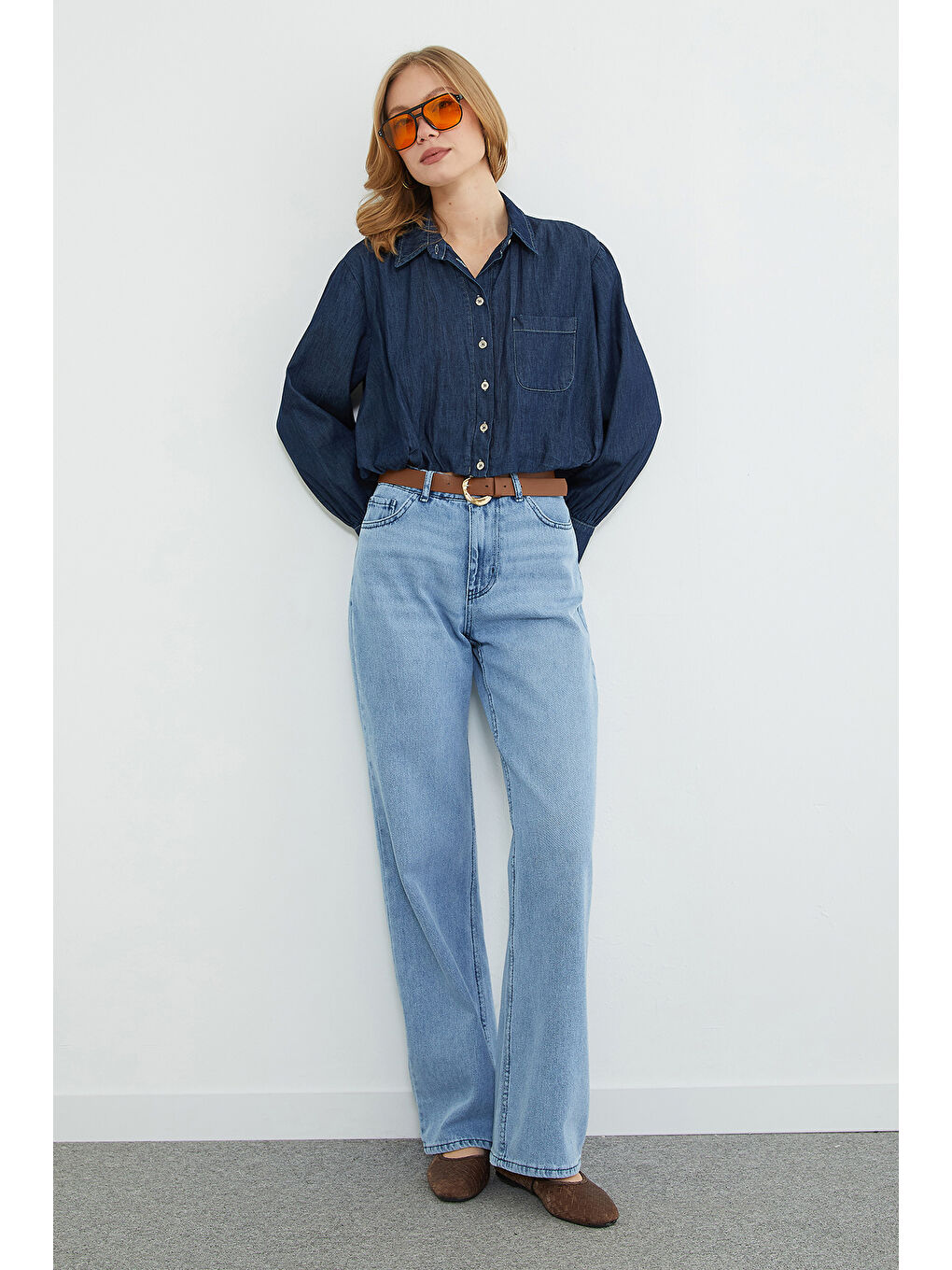 Mavi Beli Kemerli Palazzo Jean-2