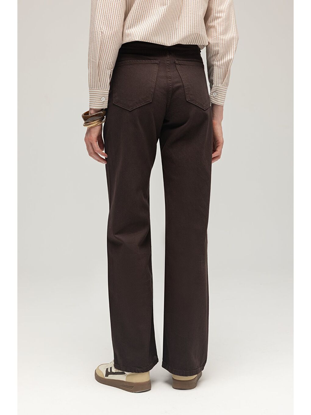 Acı Kahverengi Kadın Yüksek Bel Mary Vintage Straight Fit Jean Pantolon-1