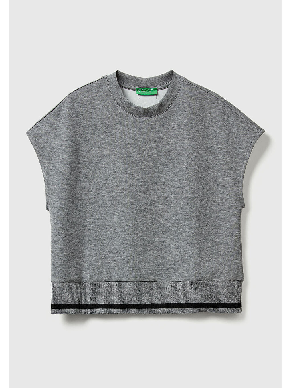 Kadın Açık Gri Modal Karışımlı Beli Çizgi Detaylı Kolsuz Sweatshirt