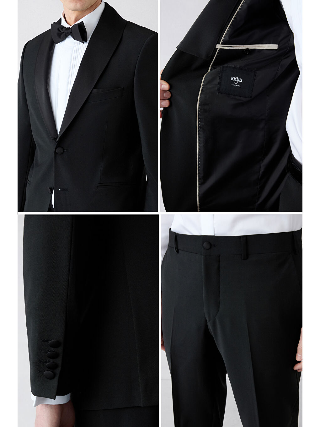 Siyah 7 Drop Slim Fit Dar Kesim Şal Yaka Yünlü Smokin & Damatlık-2