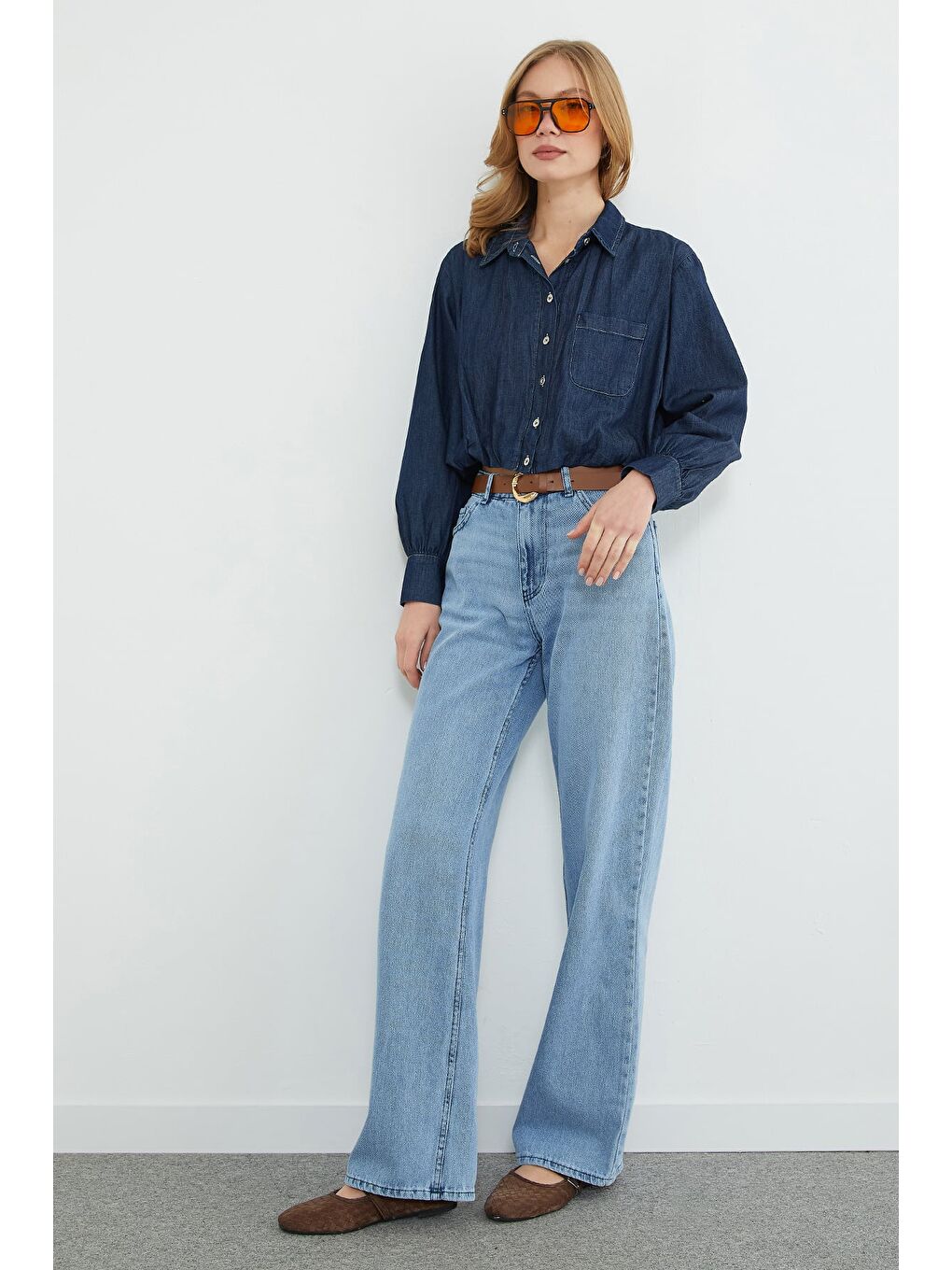 Mavi Beli Kemerli Palazzo Jean-4