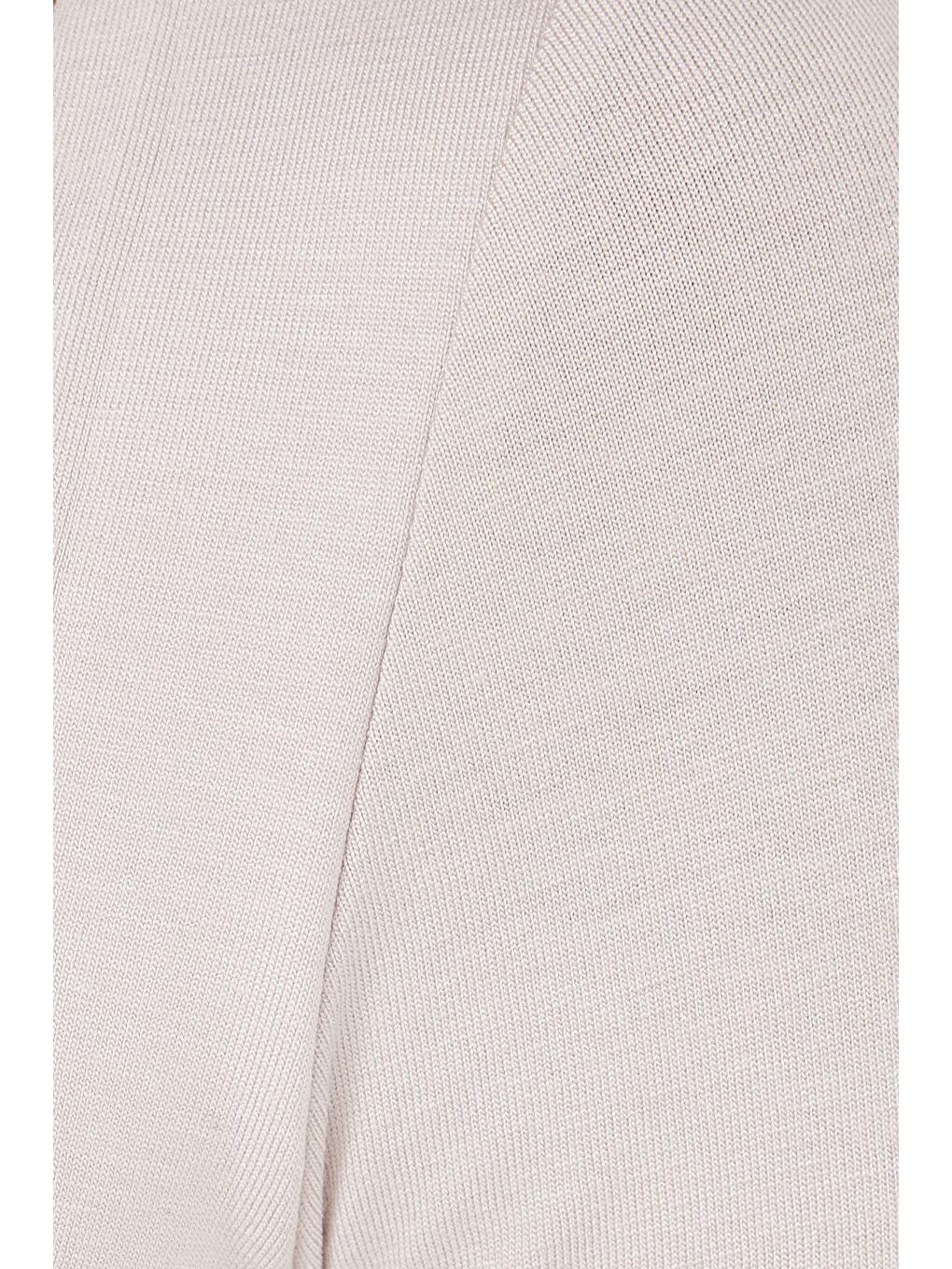 Bej Kadın Slim Fit Dar Kesim Uzun Kollu U Yaka Taş Bluz-5