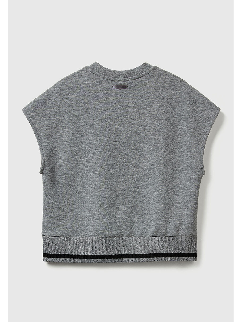 Kadın Açık Gri Modal Karışımlı Beli Çizgi Detaylı Kolsuz Sweatshirt-1