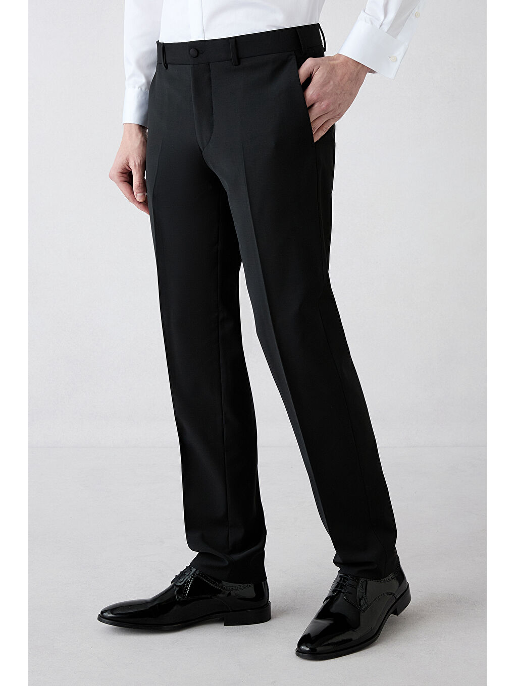 Siyah 7 Drop Slim Fit Dar Kesim Şal Yaka Yünlü Smokin & Damatlık-4